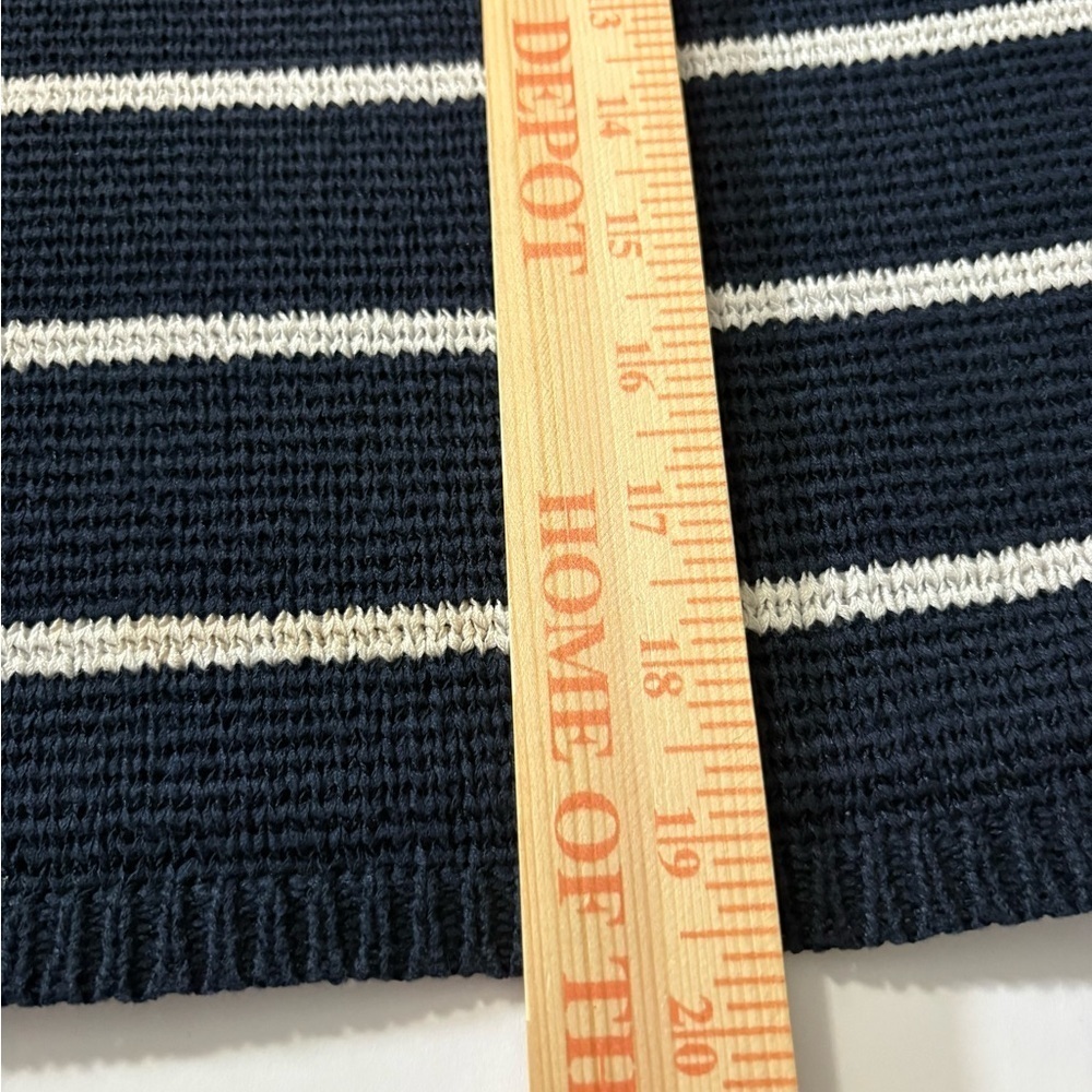 Liz Claiborne Classic Blue and White Striped Crew Neck Sweater. Cotton Blend. - Picture 7 of 9